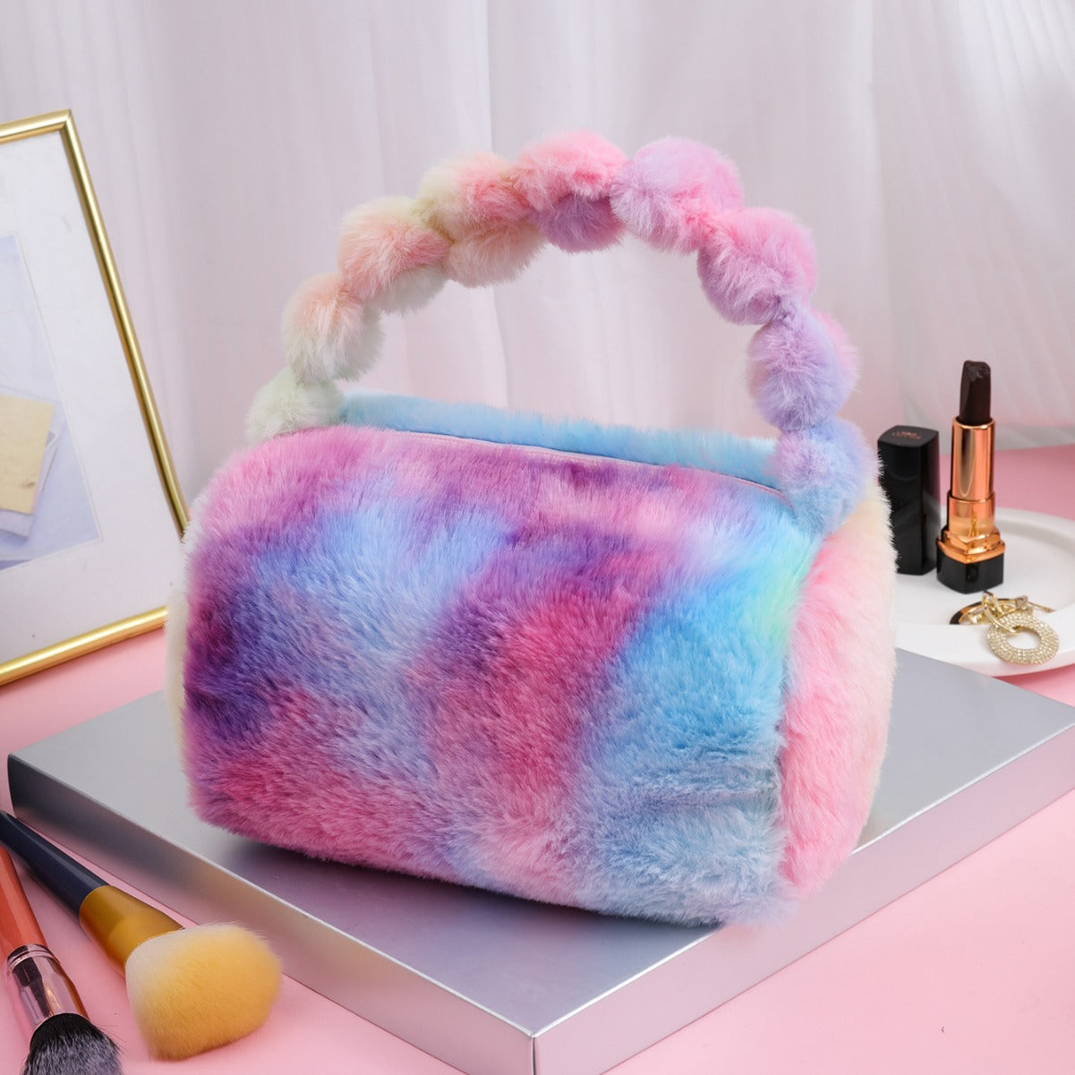Wholesale Colorful Plush Makeup Storage Bag